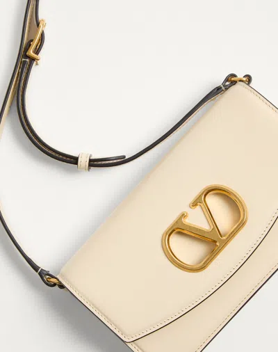 Valentino Garavani Small Leather Clutch With Adjustable Chain Strap In White