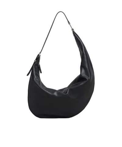 Marni Dot Medium Hobo Bag In Black Leather In Black