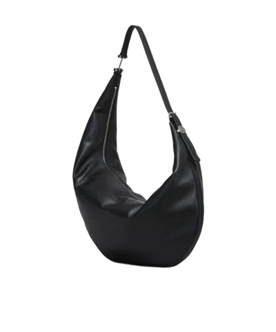 Marni Dot Medium Hobo Bag In Black Leather In Black