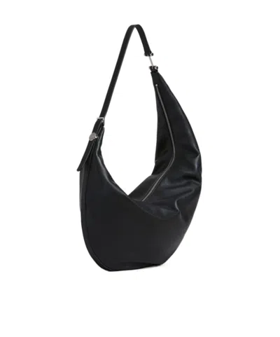 Marni Dot Medium Hobo Bag In Black Leather In Black