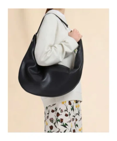 Marni Dot Medium Hobo Bag In Black Leather In Black