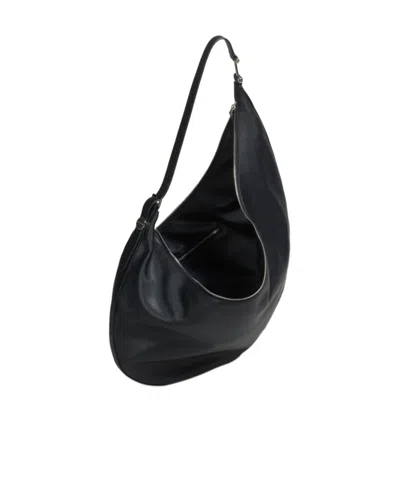 Marni Dot Medium Hobo Bag In Black Leather In Black