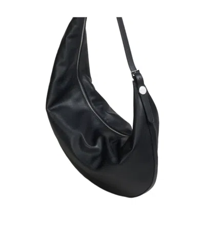 Marni Dot Medium Hobo Bag In Black Leather In Black
