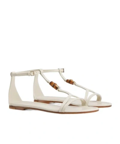 Gucci Bamboo Leather Sandal In Neutral