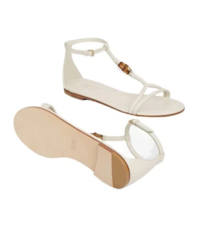 Gucci Bamboo Leather Sandal In Neutral