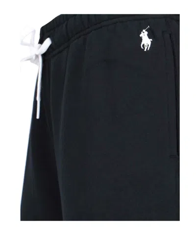 Polo Ralph Lauren Black Pants With Drawstring Elastic Waist And Pony Embroidery On The Side