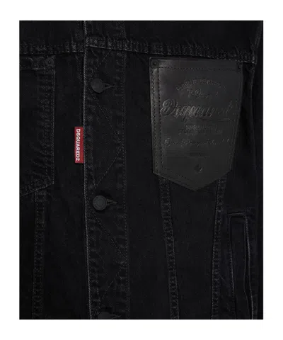 Dsquared2 Black Jacket With Classic Collar And Embossed Logo On The Front In Black
