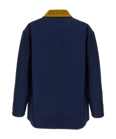 Marni Parka In Gabardine De Coton In Blue