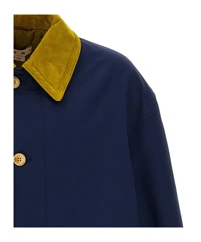 Marni Parka In Gabardine De Coton In Blue