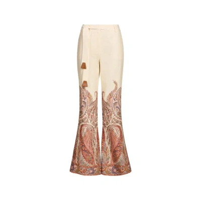Zimmermann Rhiannon Flare Pant Cream Paisley In Neutral