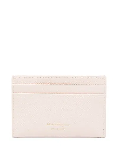 Ferragamo The Gancini Leather Card Holder In Neutral