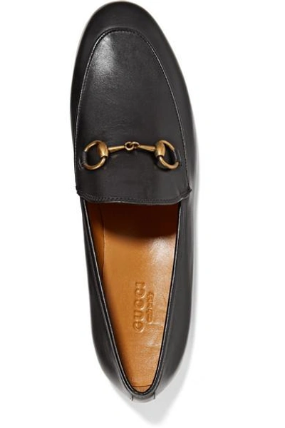 Shop Gucci Jordaan Horsebit-detailed Leather Loafers