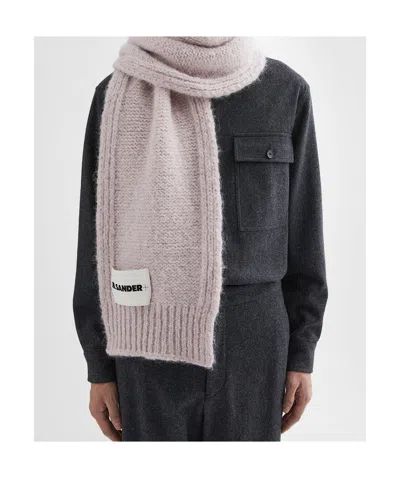Jil Sander Logo-patch Knitted Scarf In Neutral