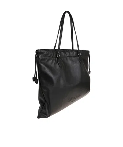 Jimmy Choo Soft Nappa Drawstring Tote With Elegant Embellishments In Black