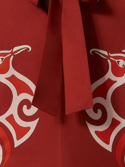 La Doublej La Double J Magnifico Printed Silk-twill Dress In Burgundy