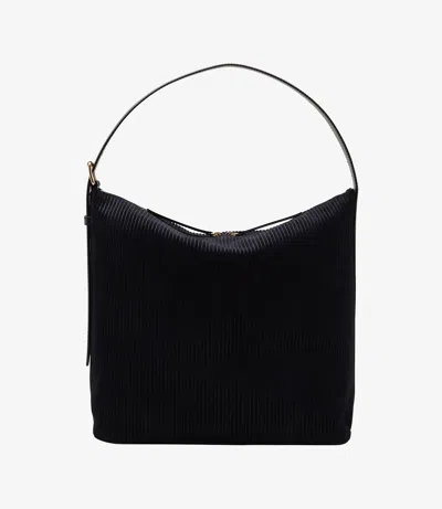 Apc Square Shoulder Bag In Dark Navy Blue Corduroy Suede And Smooth Leather.