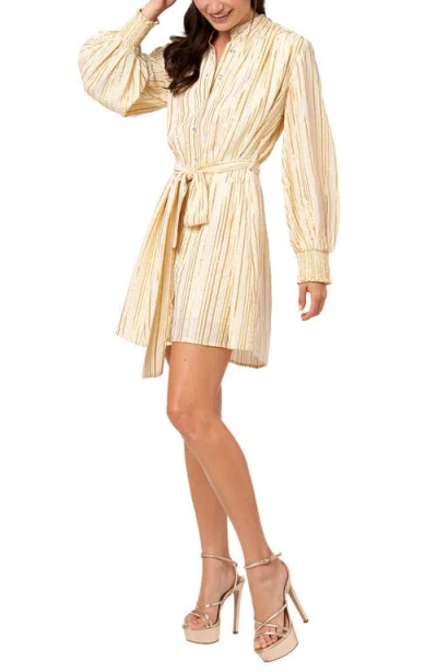 Ciebon Sondra Print Tie Waist Long Sleeve Minidress