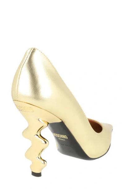 Moschino Statement Pointed Toe Pump In Yellow