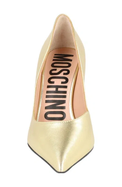 Moschino Statement Pointed Toe Pump In Yellow
