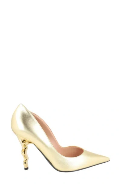 Moschino Statement Pointed Toe Pump In Yellow
