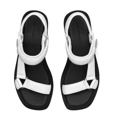 Tory Burch Round Toe Platform Sandals In White