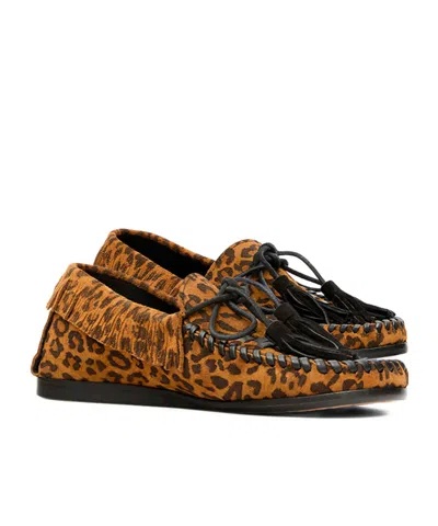 Isabel Marant Fitza Fringed Leather-trimmed Leopard-print Suede Loafers In Animal Print