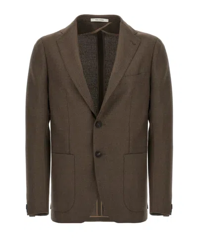 Tagliatore Wool Blazer In Super 100's In Brown