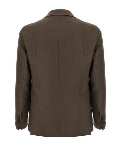 Tagliatore Wool Blazer In Super 100's In Brown