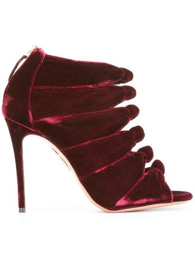 Aquazzura Nasiba 105 Velvet Sandals In Red