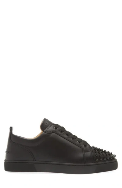 Christian Louboutin Louis Junior Spikes Cap-toe Leather Sneakers In Black