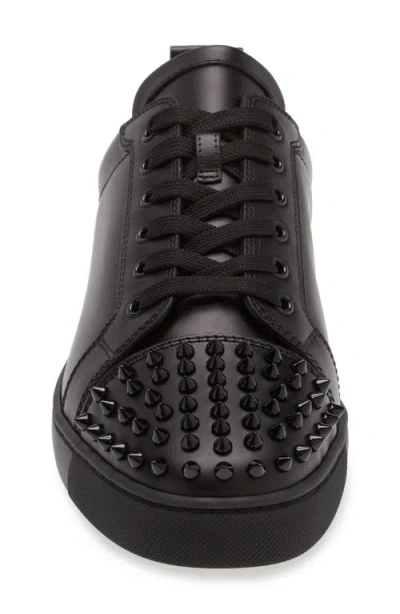 Christian Louboutin Louis Junior Spikes Cap-toe Leather Sneakers In Black