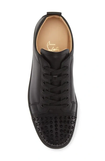 Christian Louboutin Louis Junior Spikes Cap-toe Leather Sneakers In Black