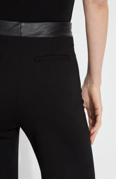 Lyssé Denver Faux Leather Waist Ponte Wide Leg Pants In Black