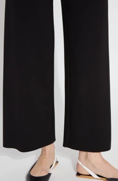 Lyssé Denver Faux Leather Waist Ponte Wide Leg Pants In Black