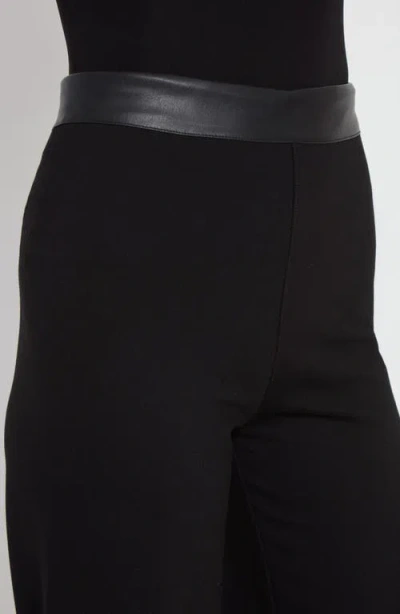 Lyssé Denver Faux Leather Waist Ponte Wide Leg Pants In Black