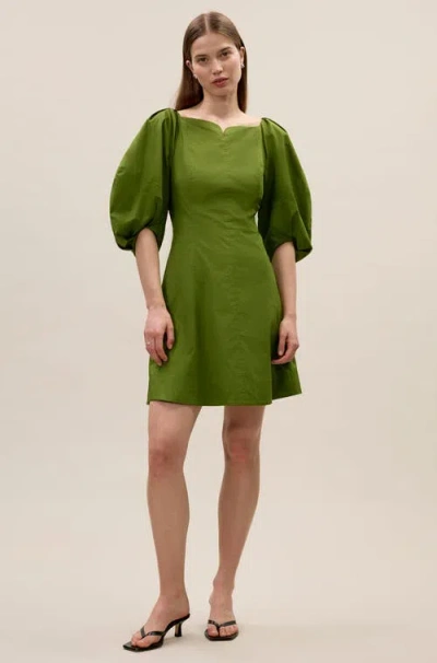 Rebecca Taylor Isla Poplin Mini Dress In Green