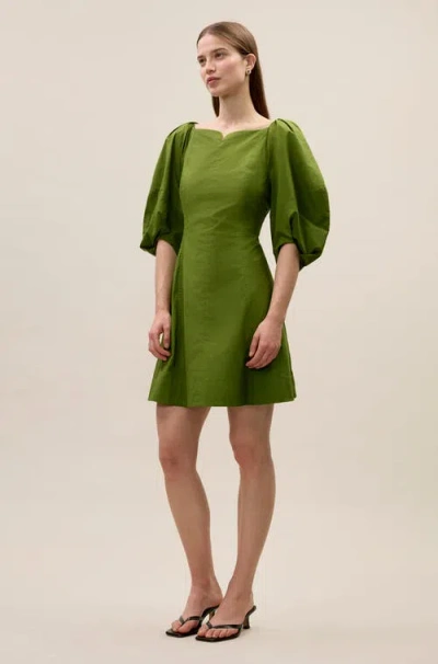 Rebecca Taylor Isla Poplin Mini Dress In Green