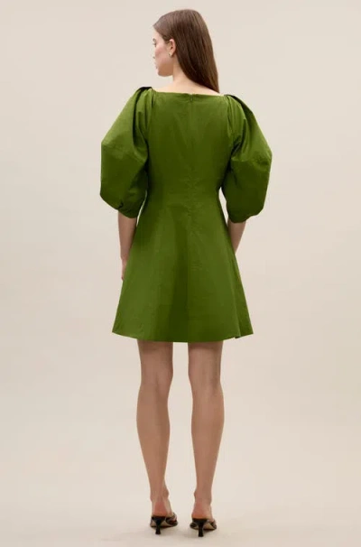 Rebecca Taylor Isla Poplin Mini Dress In Green
