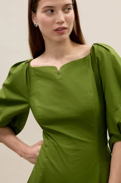 Rebecca Taylor Isla Poplin Mini Dress In Green