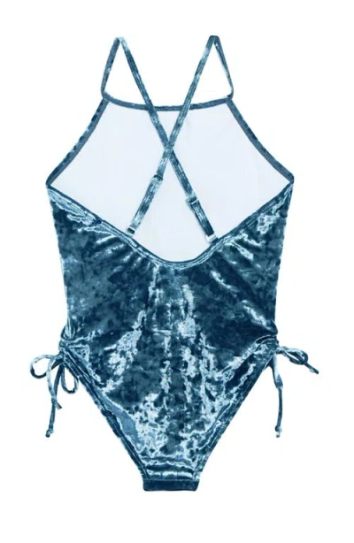 Limeapple Velour Gathered One Piece Swimsuit