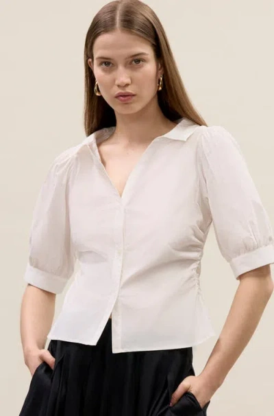Rebecca Taylor Isla Poplin Shirt In Milk In White