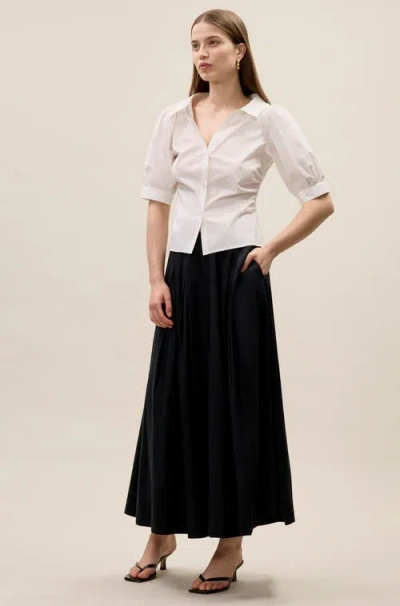 Rebecca Taylor Isla Poplin Shirt In Milk In White