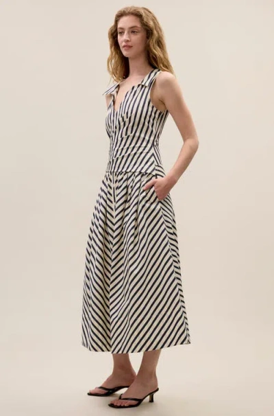 Rebecca Taylor Isla Stripe Poplin Dress In White