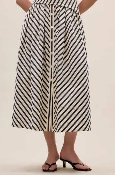 Rebecca Taylor Isla Stripe Poplin Dress In White