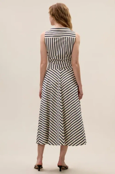 Rebecca Taylor Isla Stripe Poplin Dress In White