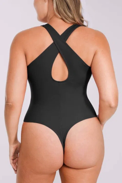 Shapellx Airslim Deep V-neck Cross Back Shaping Bodysuit