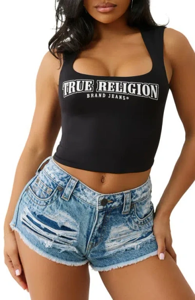 True Religion Women's Logo Square Neck Tank Top In Black