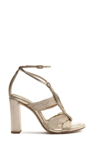Alexandre Birman Olga Block 90 Leather Sandals In Gold