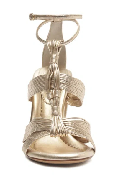 Alexandre Birman Olga Block 90 Leather Sandals In Gold