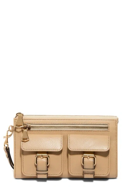 Aimee Kestenberg Saddle-up Leather Wristlet Clutch In Brown